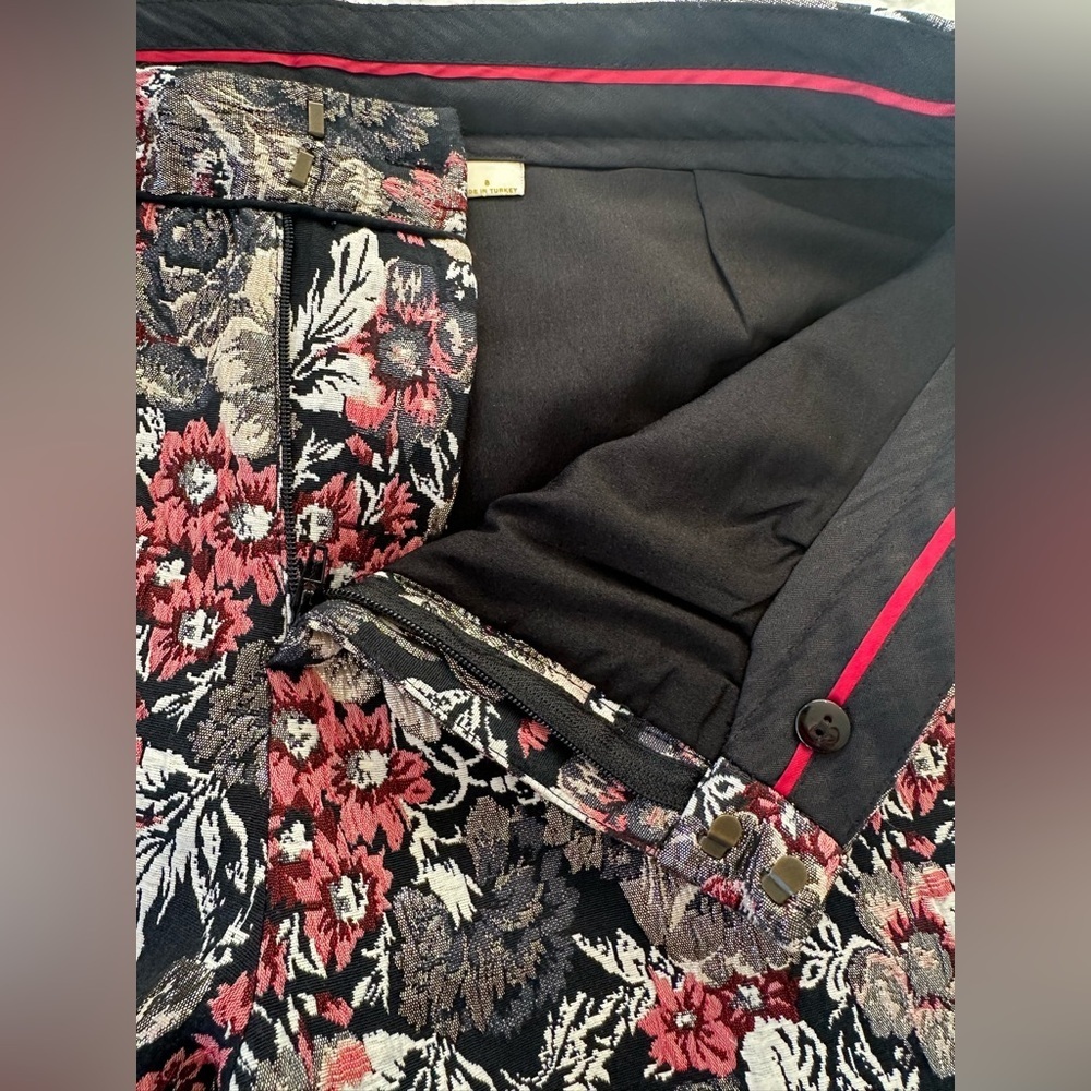 Anthropologie Maeve Jacquard Metallic Slim Trousers - Picture 7 of 11